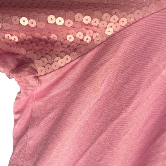 American Glamour Badgley Mischka Women’s Pink Sequin Blouse Size 2X - Picture 2 of 7